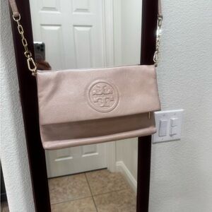 Tory Burch Cream Crossbody Bag with Gold Accents